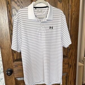 Under Armour Men's Polo Shirt - Black and White Stripes